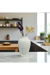 Beyaz Zigzag Desenli Dekoratif Vazo 
